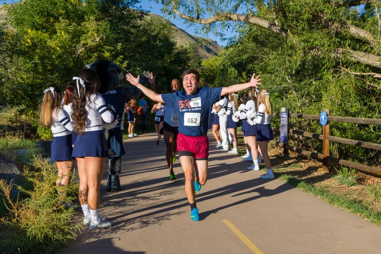 Colorado School of Mines students run in the Sept. 28 Homecoming 5K along Clear Creek.