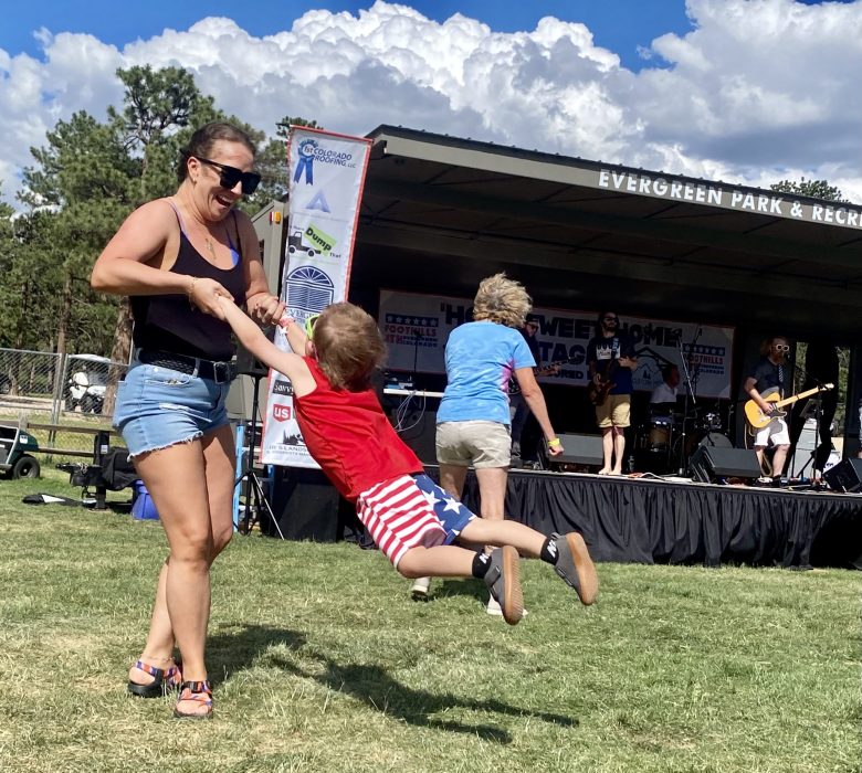 mother and son spinning