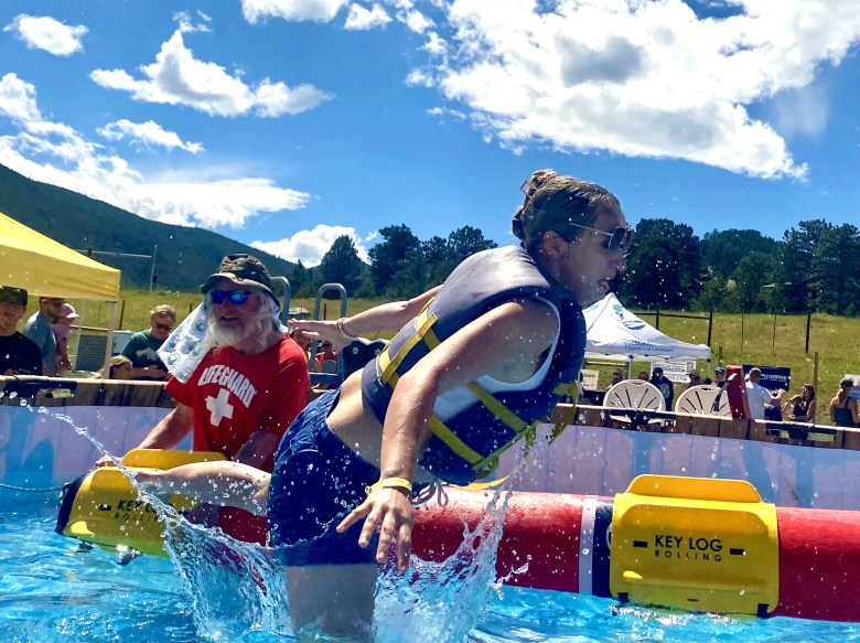 woman falling into water