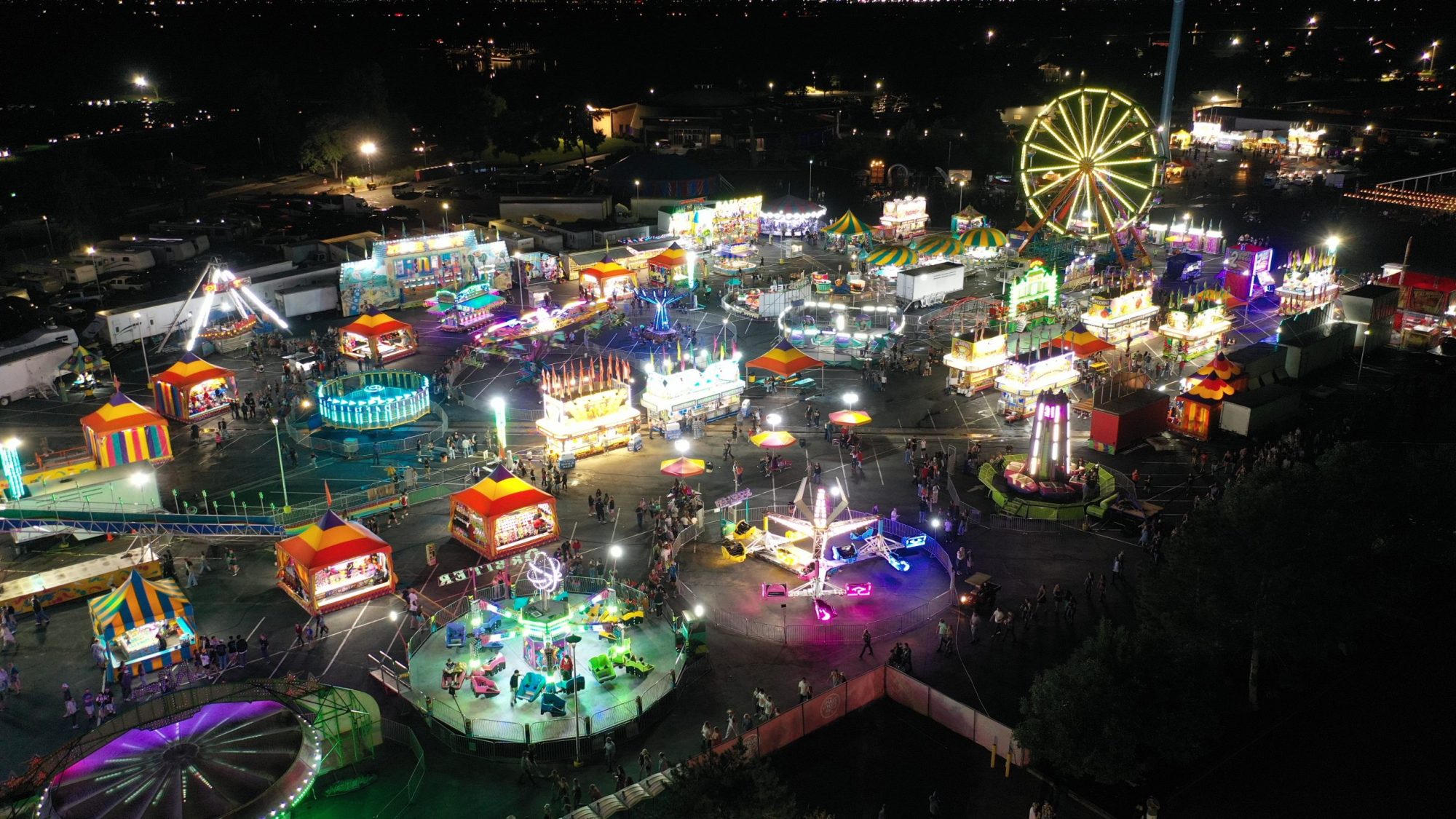 An overview of a county fair.