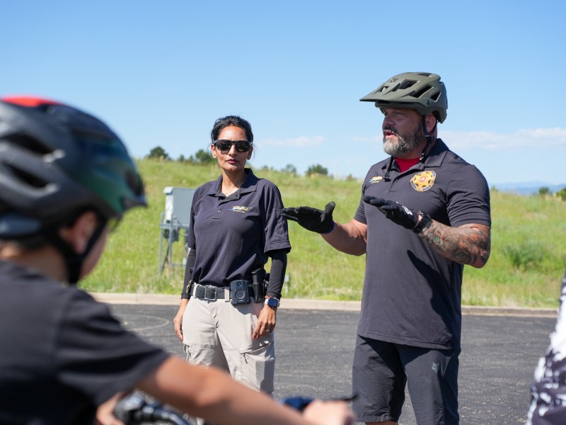 A bike instructor gives instructions.