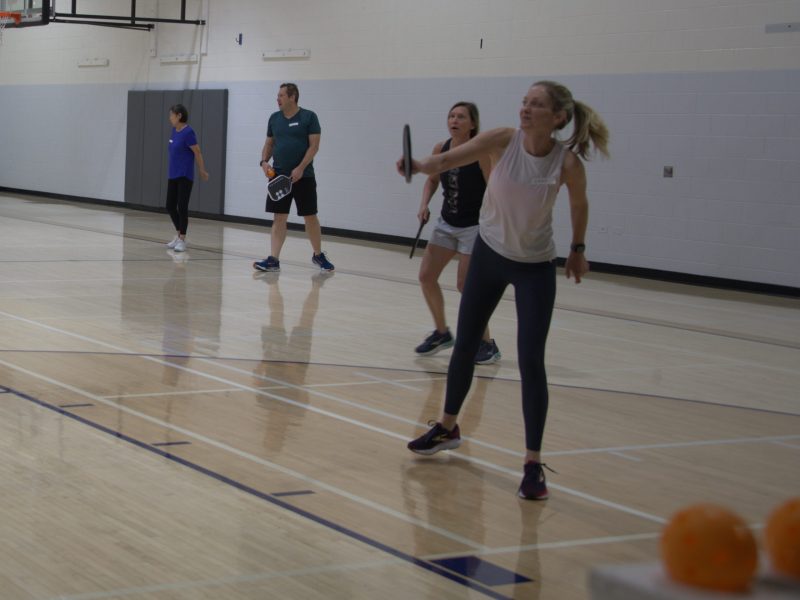 Locals enjoy group play in the gym at the recreational center in Castle Rock.