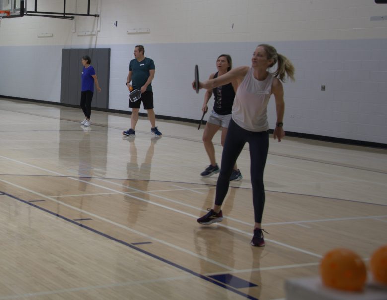 Locals enjoy group play in the gym at the recreational center in Castle Rock.