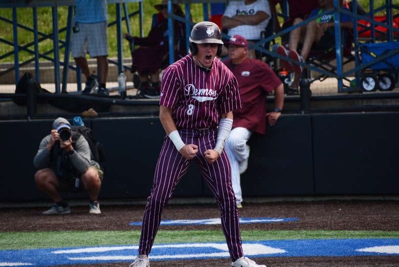 Golden senior Luca Casali is fired up after crossing home plate during the Demons' 5-1 victory over Cheyenne Mountain on May 31 at Erdle Field on the Air Force Academy campus in Colorado Springs. Golden captured the Class 4A baseball state title for the second time in the program's history.