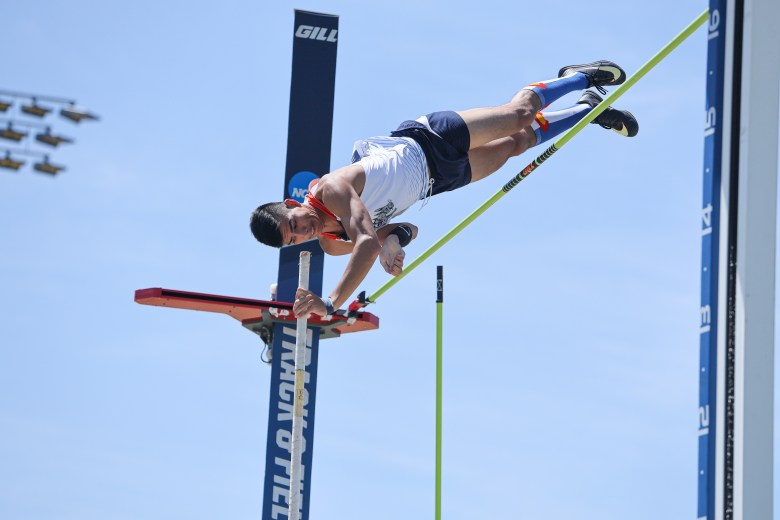 Colorado School of Mines senior Hunter Potrykus competes in men's pole vault at the NCAA Division II Outdoor Track & Field National Championships May 23-25 in Emporia, Kansas