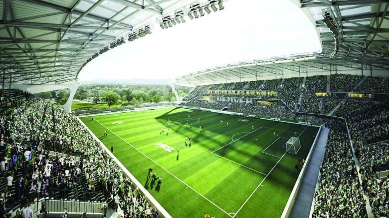 Renderings of the planned National Women’s Soccer League stadium in Denver's Baker neighborhood.