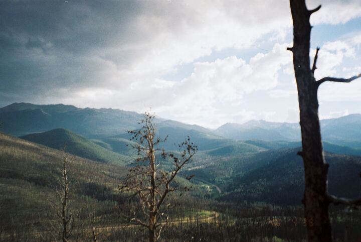 A view of Poudre Canyon from atop a mountain paints the perfect picture for a summertime camping spot in Colorado.