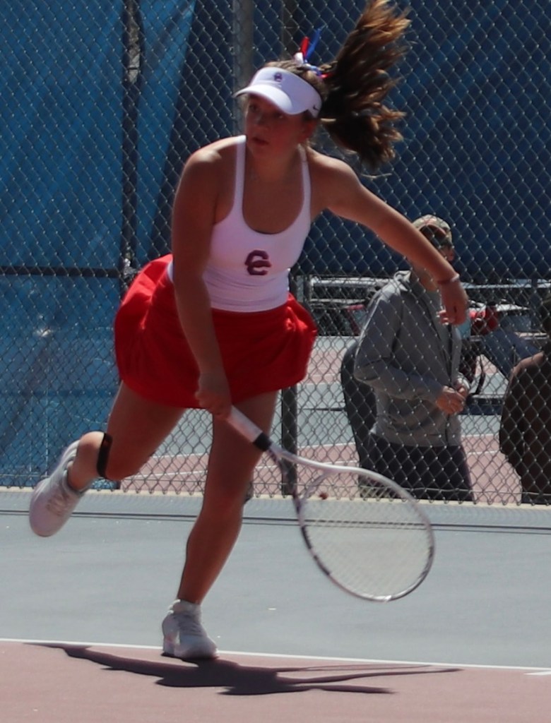 Autumn Doyle of Cherry Creek lost in the finals of the Denver East/Cherry Creek tennis tournament on April 12. Sophie Hartman of Fort Collins took the title with a 6-1, 6-2 victory.