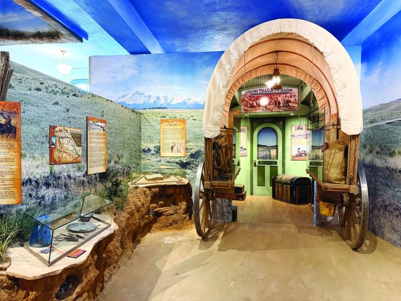 A glimpse of the Smoky Hill Trail Exhibit inside the Elbert County Museum.